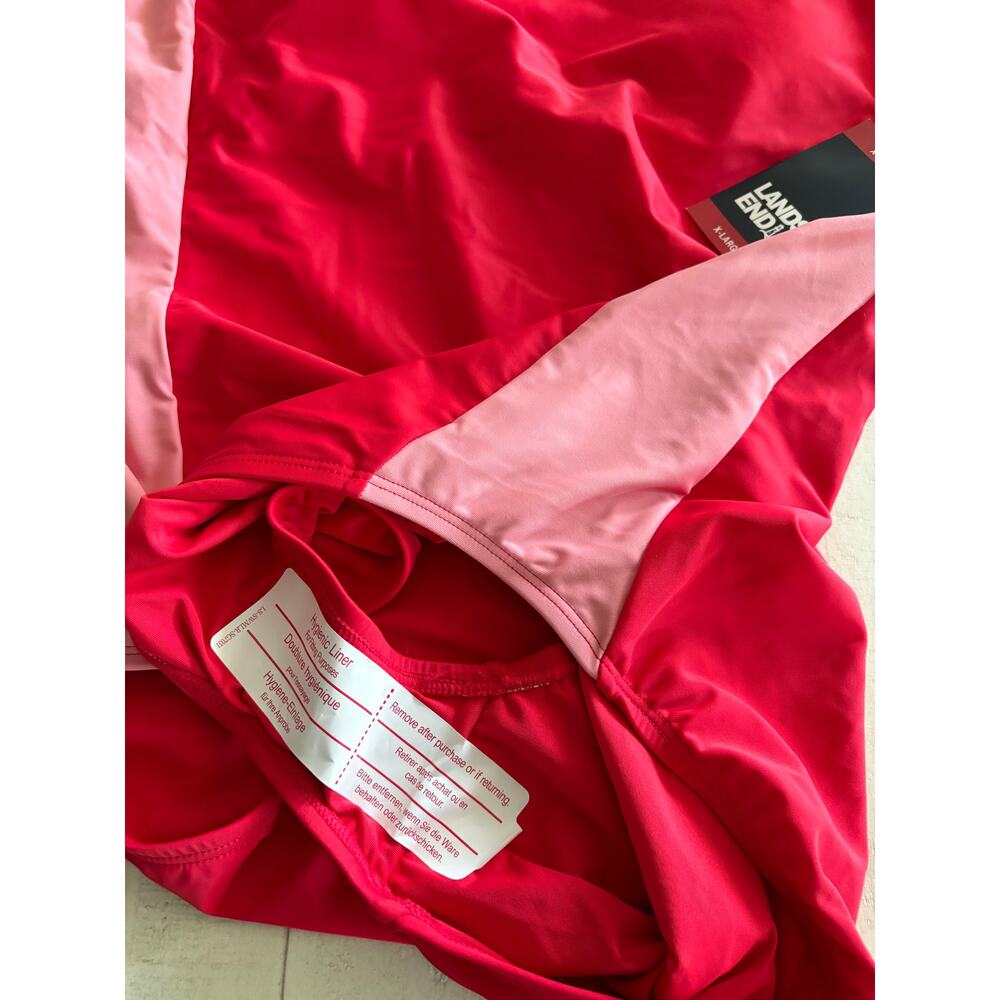 Lands' End Pink Colorblock One-Piece Swimsuit - Picture 4 of 6